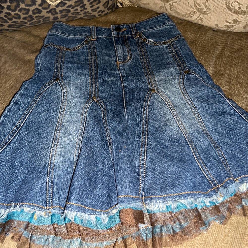 Chic Blue Marykate and Ashley Denim A-Line Skirt